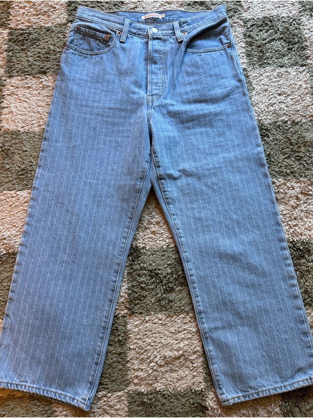 Light Blue Pinstripe Straight-Leg Levi’s. - Picture 2 of 11